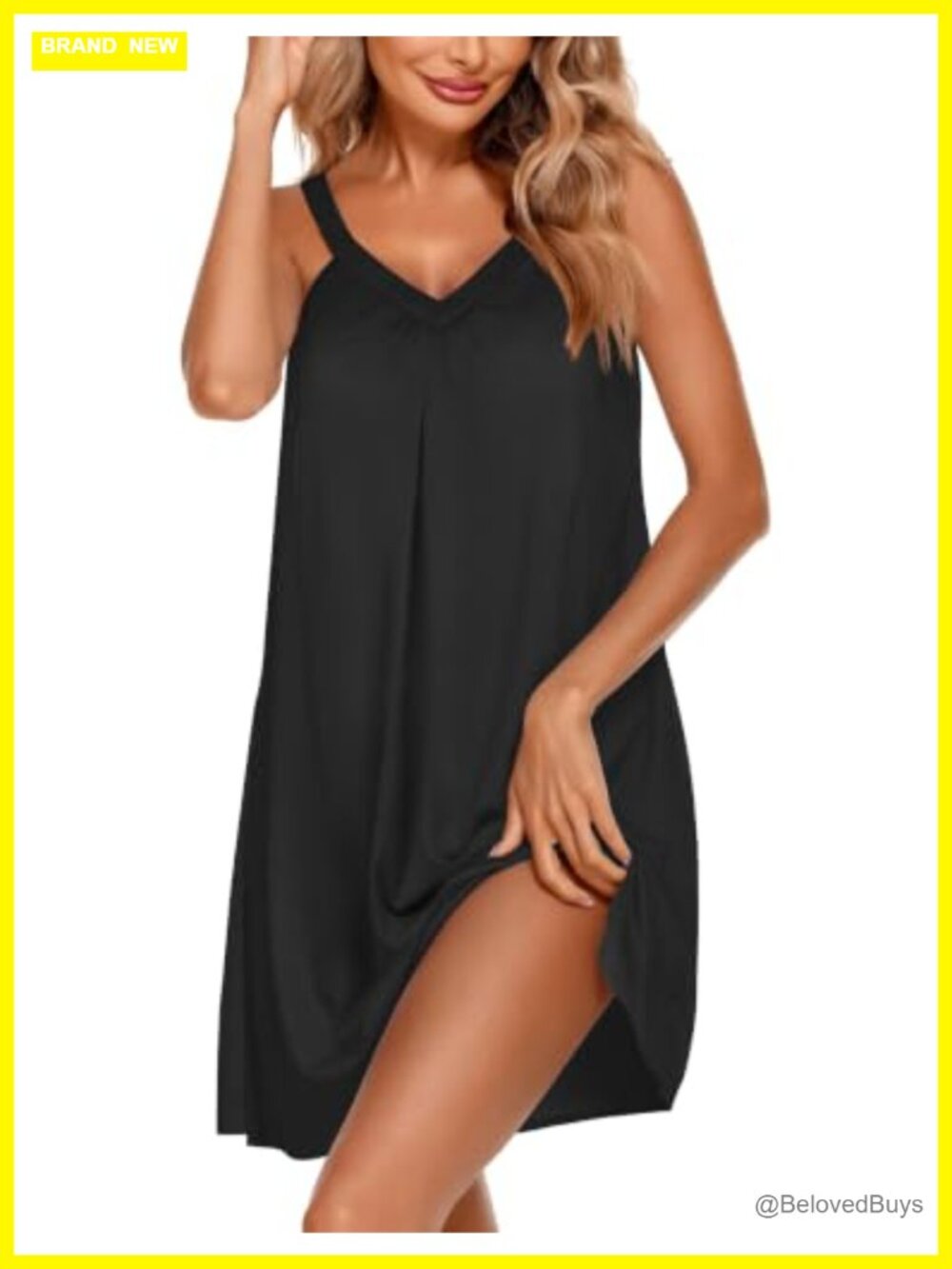 Sleeveless Nightgown V Neck Racerback Sleep Dress Loose Fit Lounge